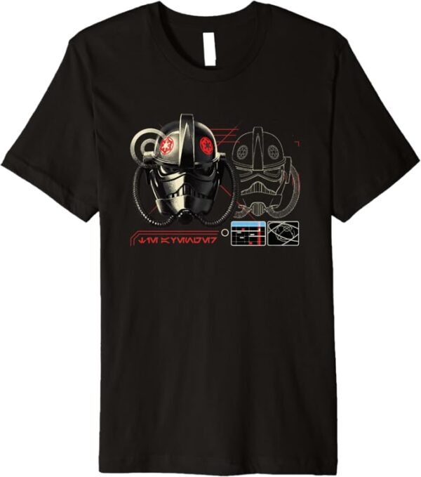 Star Wars Andor Black Imperial TIE Fighter Helmet Schematics Premium T-Shirt